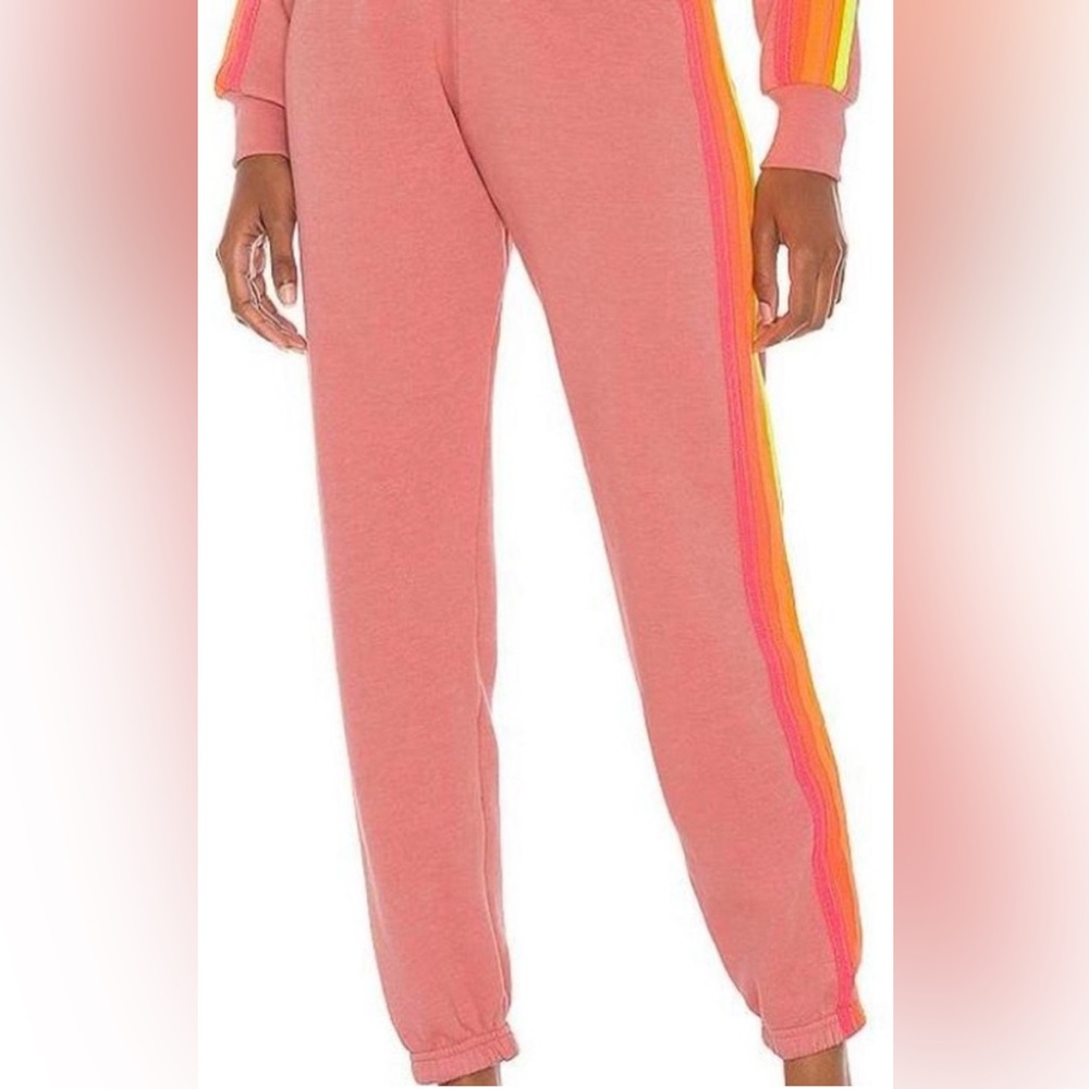 Aviator Nation Women's Pink Track Pants with Stripes